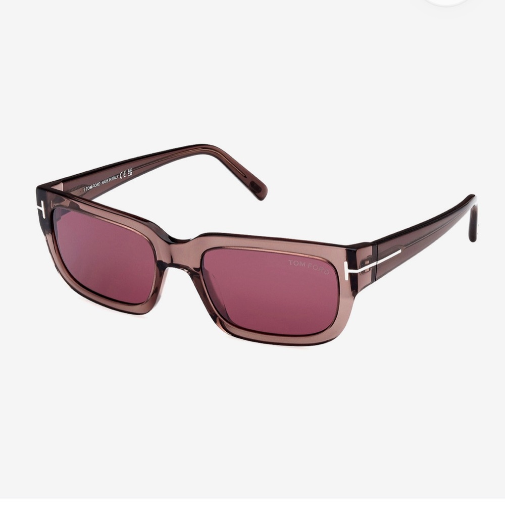 Tom Ford FT1075 Ezra Sunglasses Unisex Shiny Light Brown Bordeaux 54mm-19-140 •3